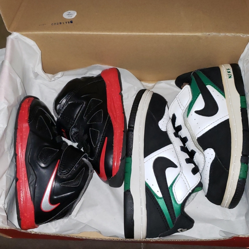 Baby LeBrons and Baby Nike prestige II